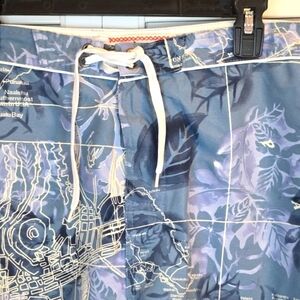Wonderwall Board Shorts Mens Size 42 Blue Ocean Design Beach Surfing Swimming